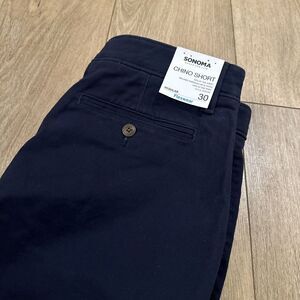 Sonoma Men's Flex Wear‎ Chino Shorts Navy Blue Size 30 10.5" NEW Preppy